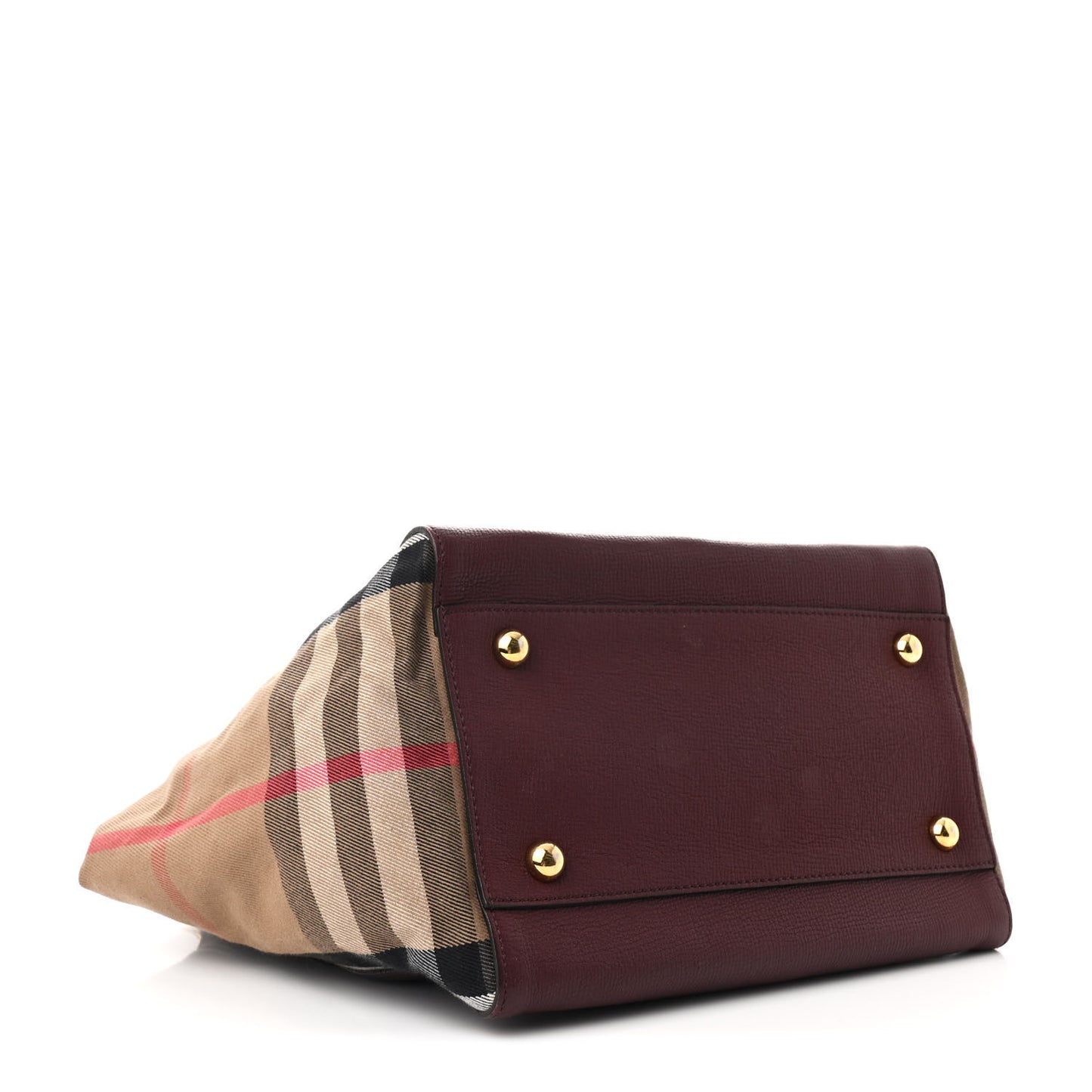Grainy Calfskin House Check Small Canterbury Tote Burgundy