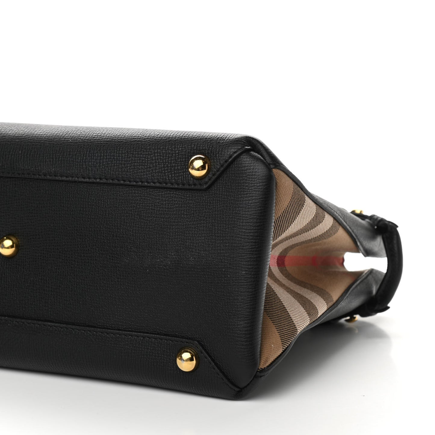 Grainy Calfskin House Check Medium Banner Tote Black