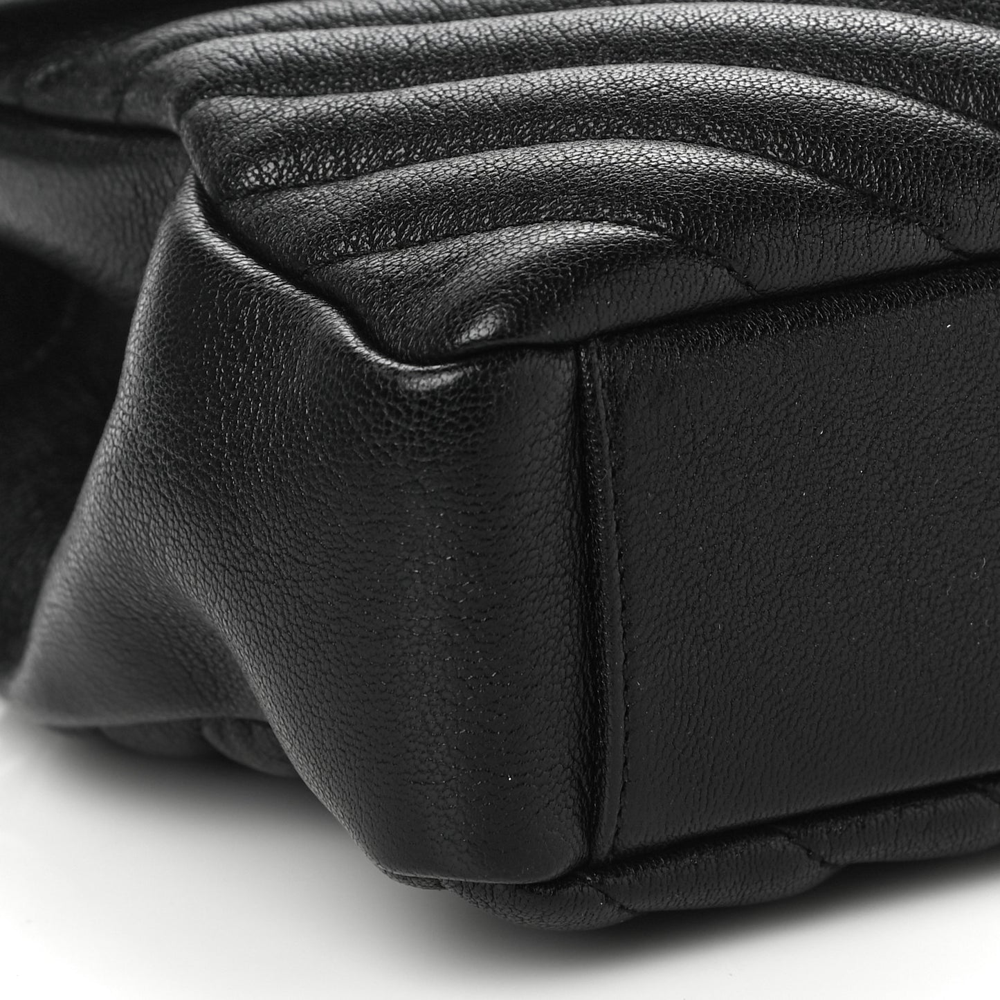 Sheepskin Matelasse Chevron Monogram Medium College Bag Black