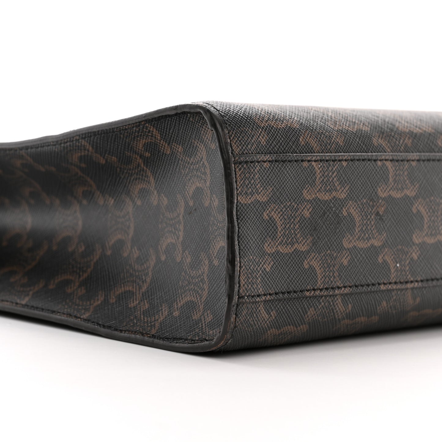 Triomphe Canvas Calfskin Small Vertical Cabas Tan