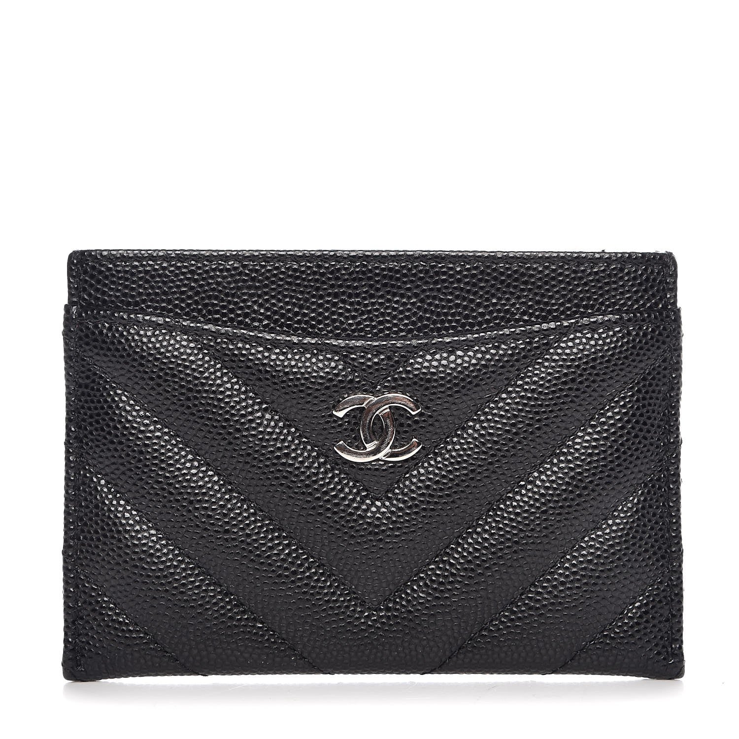 Chanel Iridescent Caviar Chevron Quilted Card Holder Black 1 of 8