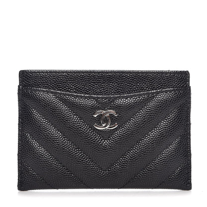 Chanel Iridescent Caviar Chevron Quilted Card Holder Black 1 of 8