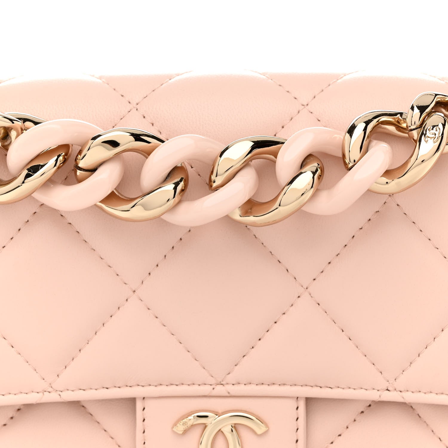 Chanel Lambskin Plexi Quilted Wallet On Chain WOC Light Beige 9 of 12