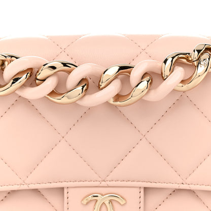 Chanel Lambskin Plexi Quilted Wallet On Chain WOC Light Beige 9 of 12