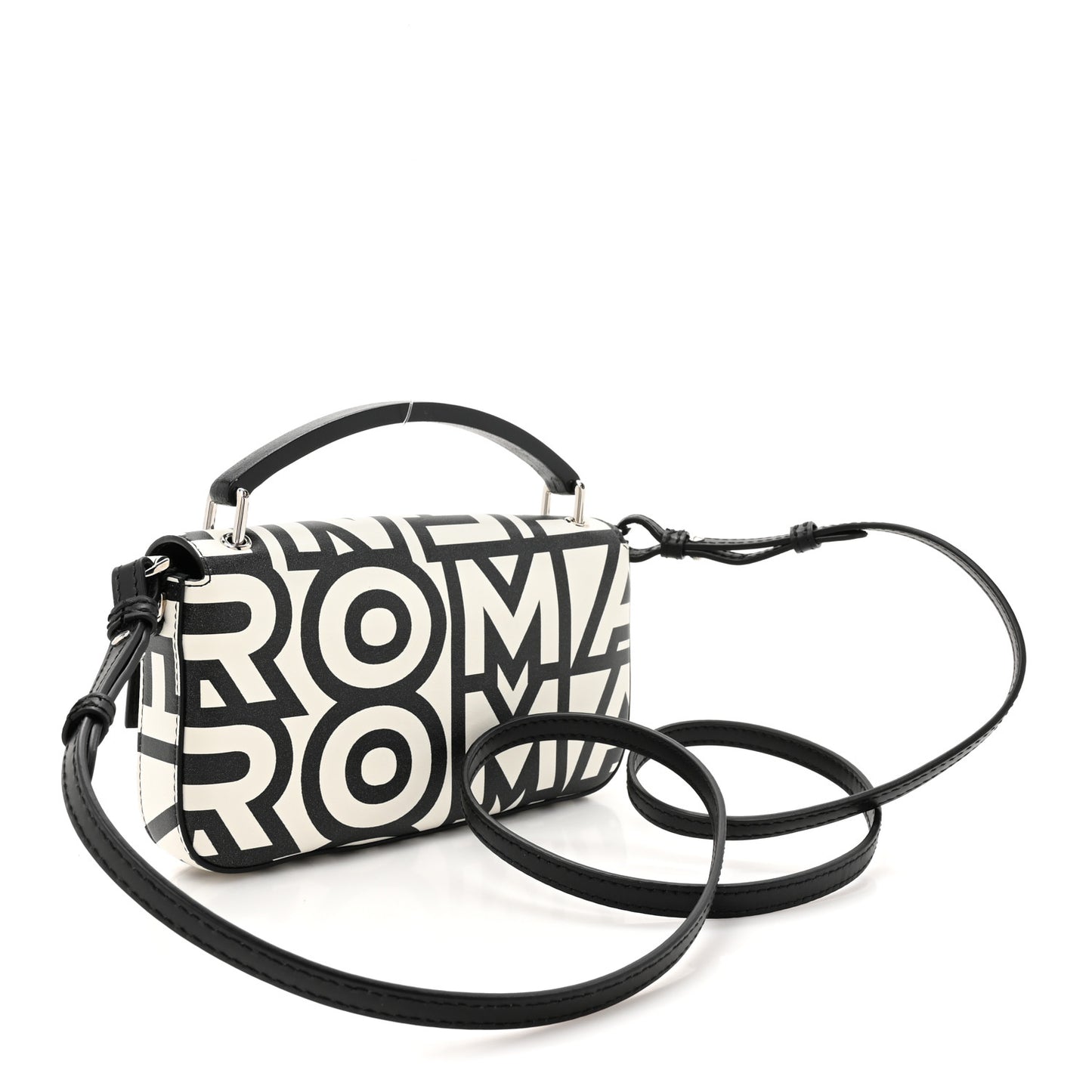 X MARC JACOBS Nappa Vitello King Logo Print Phone Baguette White Black