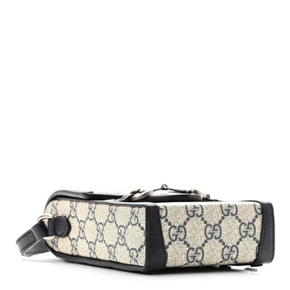 Gucci GG Supreme Monogram Textured Dollar Calfskin Mini Horsebit 1955 Crossbody Bag Beige Blue 4 of 10