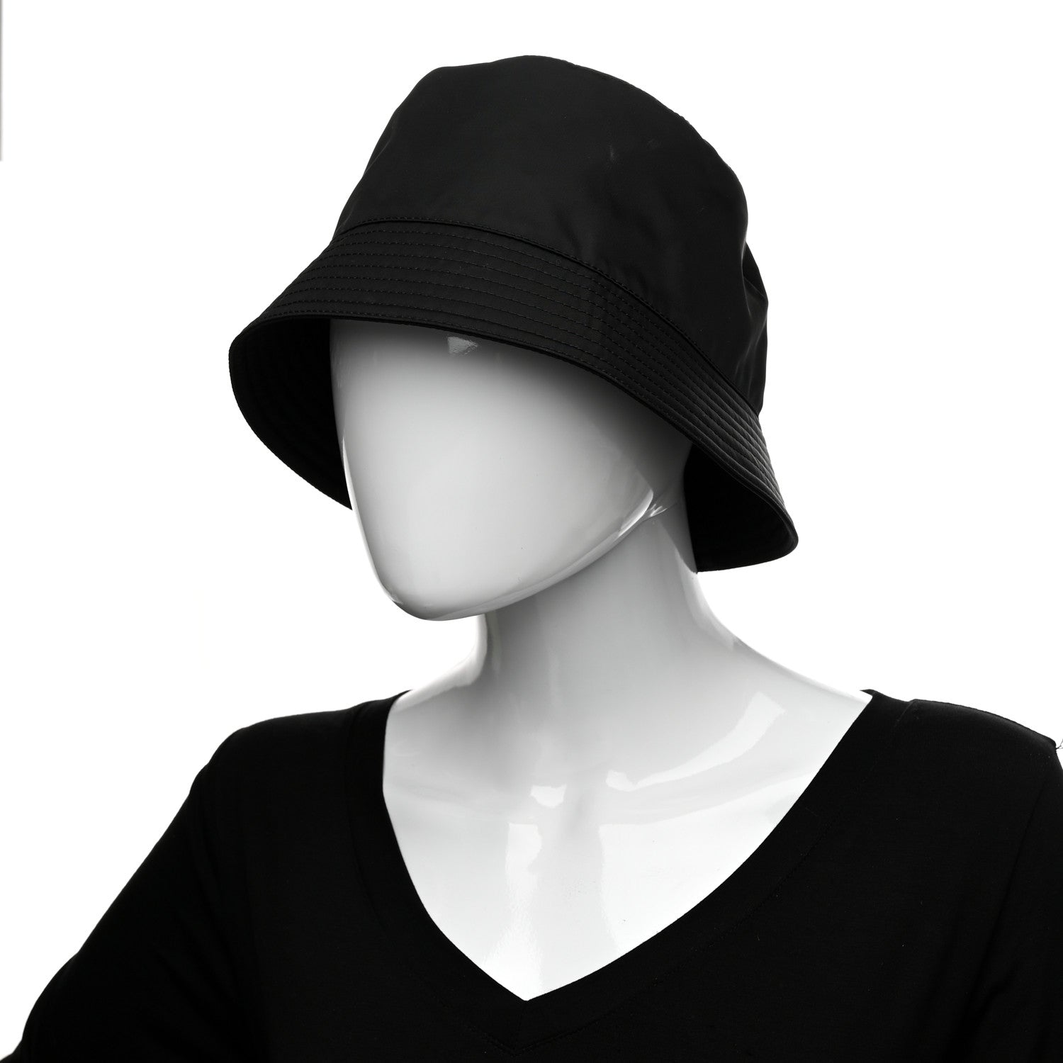 Prada Re-Nylon Metal Triangle Logo Womens Bucket Hat M Black 2 of 10