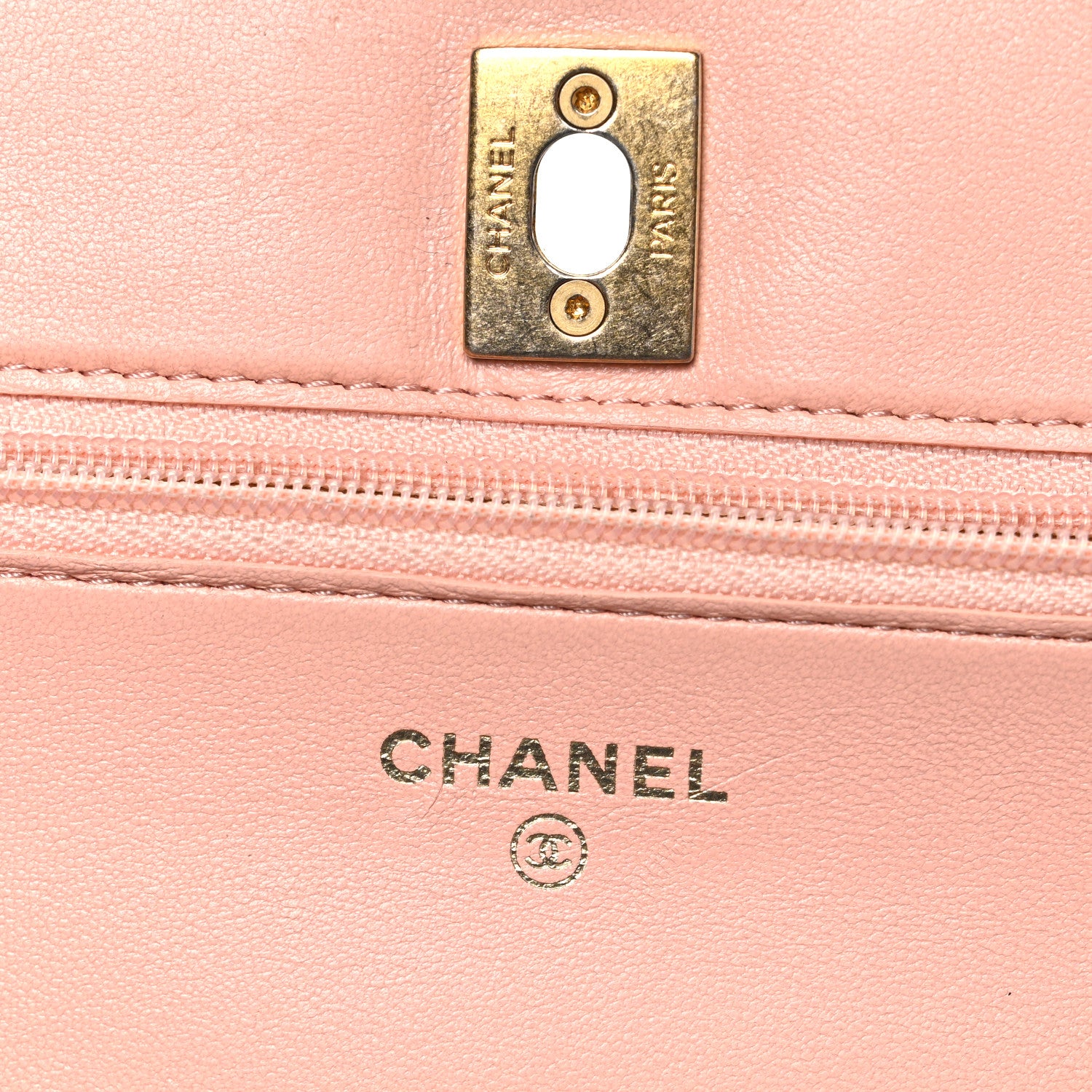 Chanel Lambskin Quilted CC Pearl Crush Wallet on Chain WOC Light Orange 6 of 12