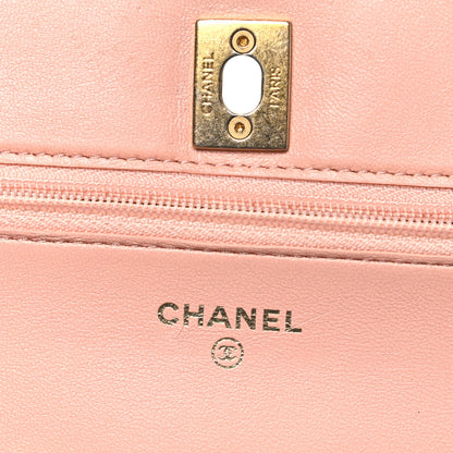 Chanel Lambskin Quilted CC Pearl Crush Wallet on Chain WOC Light Orange 6 of 12
