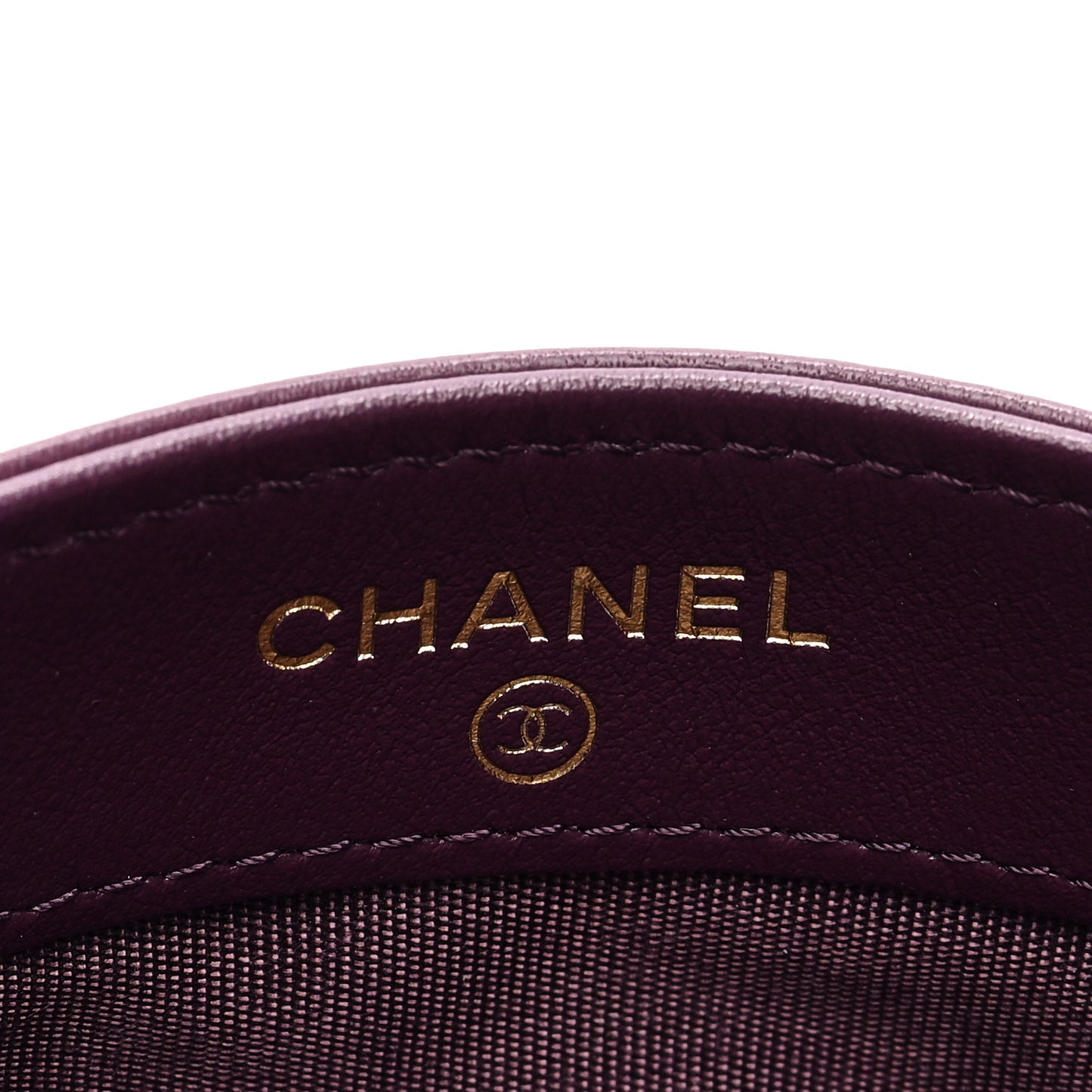 Lambskin Quilted Chanel 19 Card Holder Purple