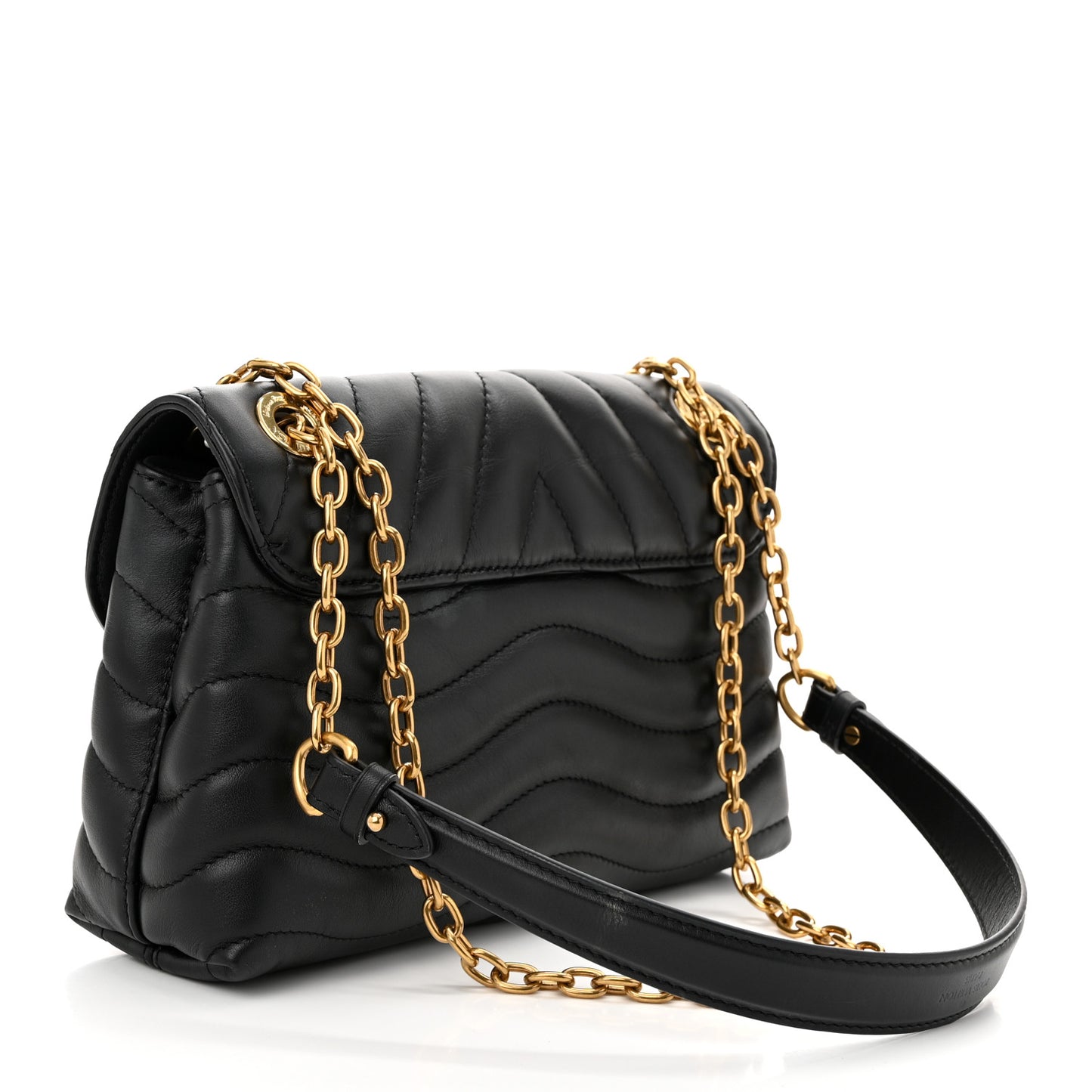 Calfskin New Wave Chain Bag MM NM Black