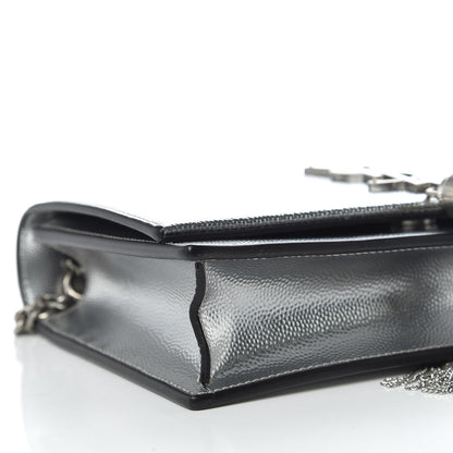 Saint Laurent Metallic Grain De Poudre Kate Monogram Tassel Chain Wallet Silver 5 of 9