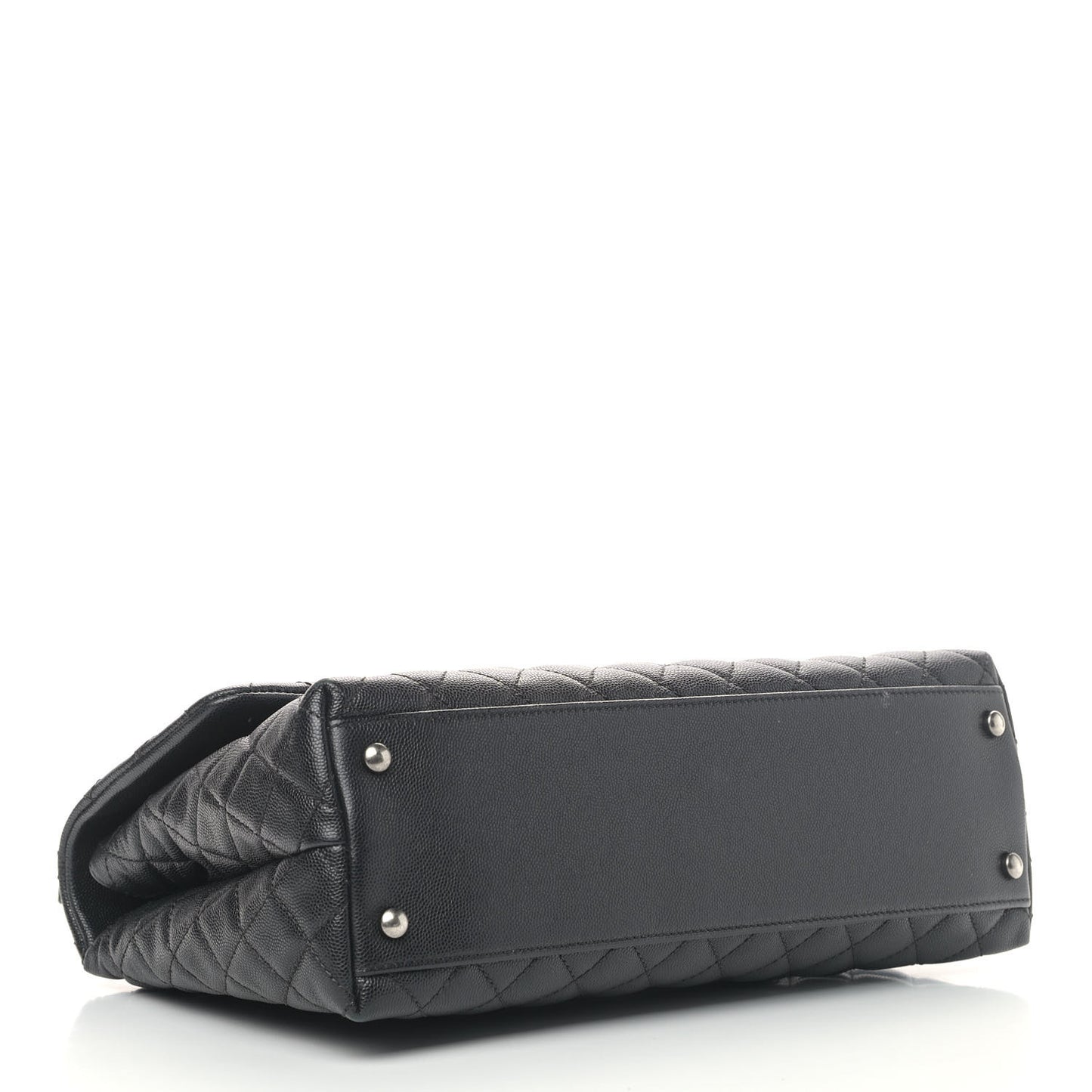 Caviar Lizard Quilted Medium Coco Handle Flap Black