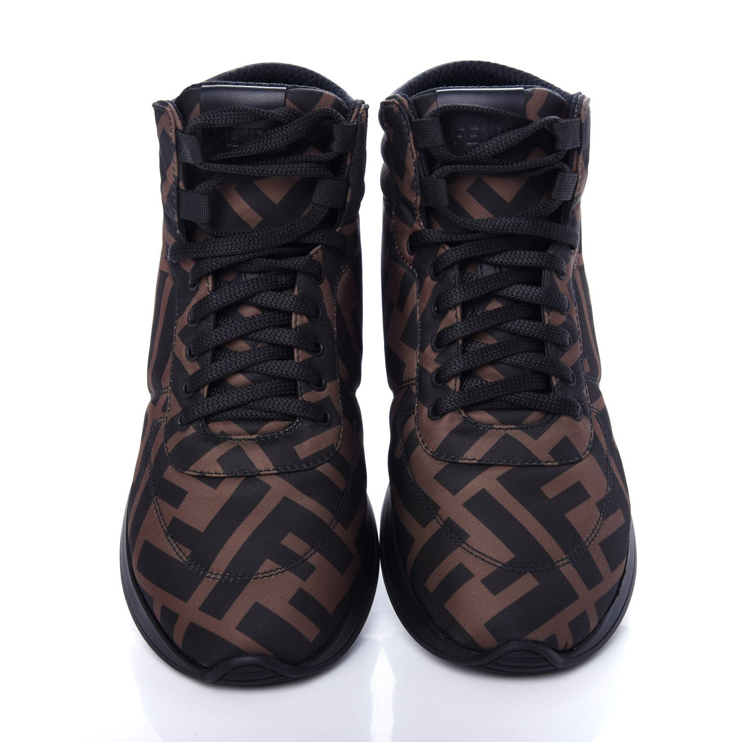 Fendi Nylon FF Reloaded High Top Sneakers 37 Tobacco Black 5 of 11