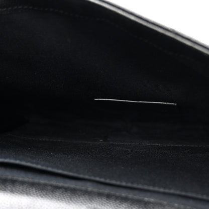 Saint Laurent Grain De Poudre Matelasse Chevron Monogram Envelope Clutch Black 5 of 11