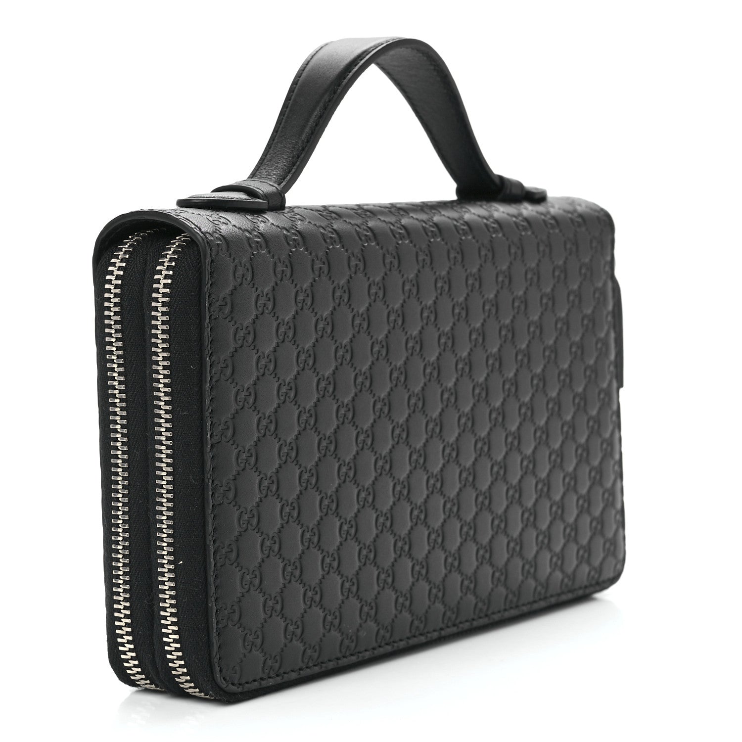 Gucci Soft Microguccissima Zip Around Top Handle Travel Wallet Carbon 3 of 13