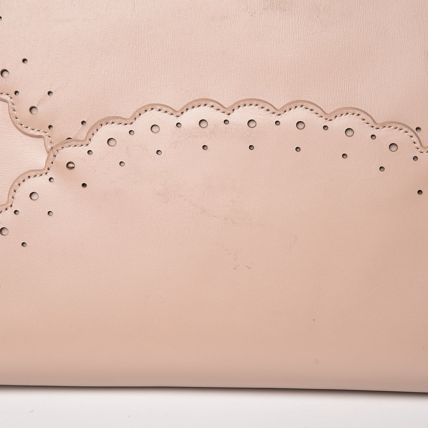 Calfskin Scalloped Trim Tote Blush