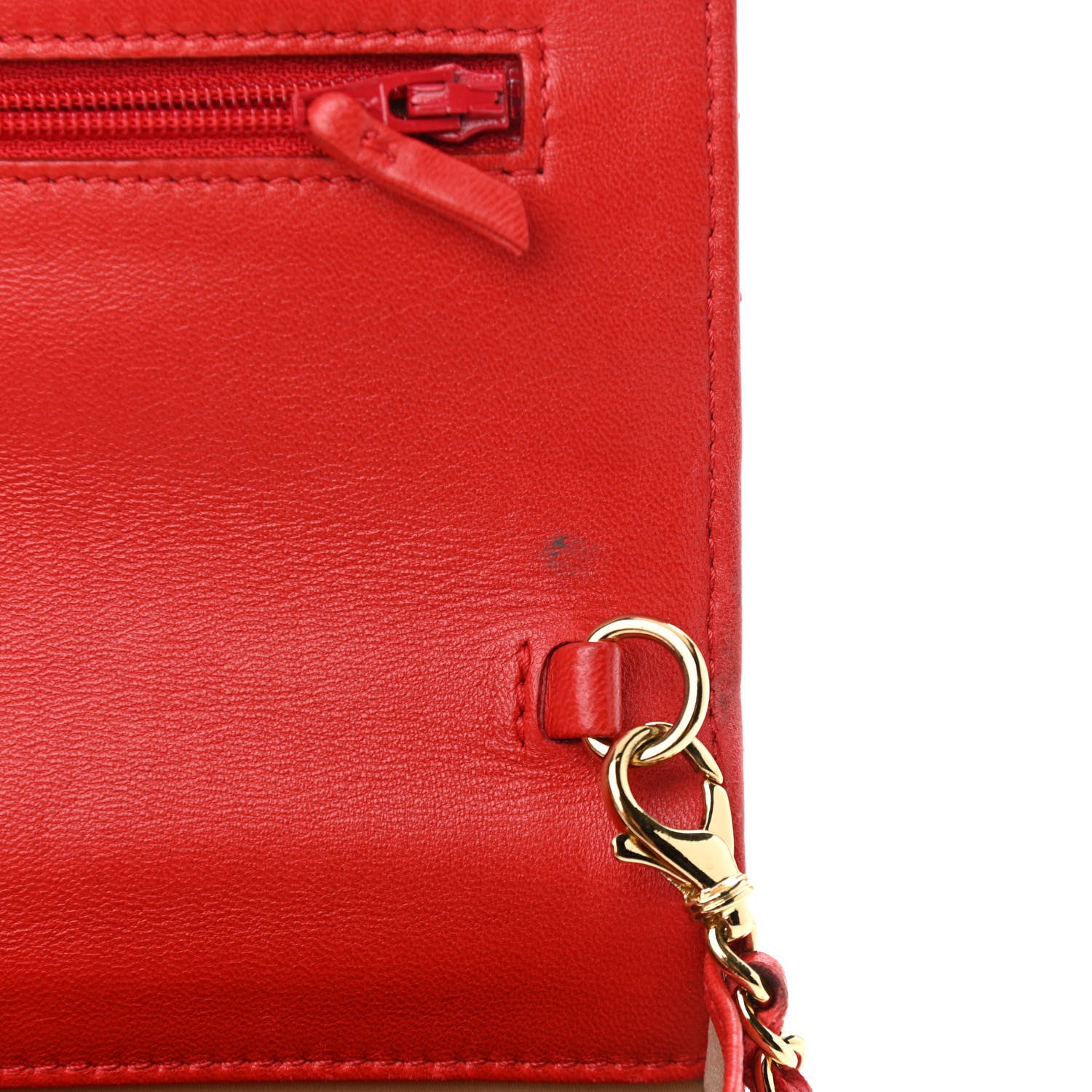 Chanel Lambskin Quilted Golden Class Wallet on Chain WOC Red 7 of 13