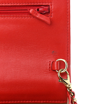 Chanel Lambskin Quilted Golden Class Wallet on Chain WOC Red 7 of 13