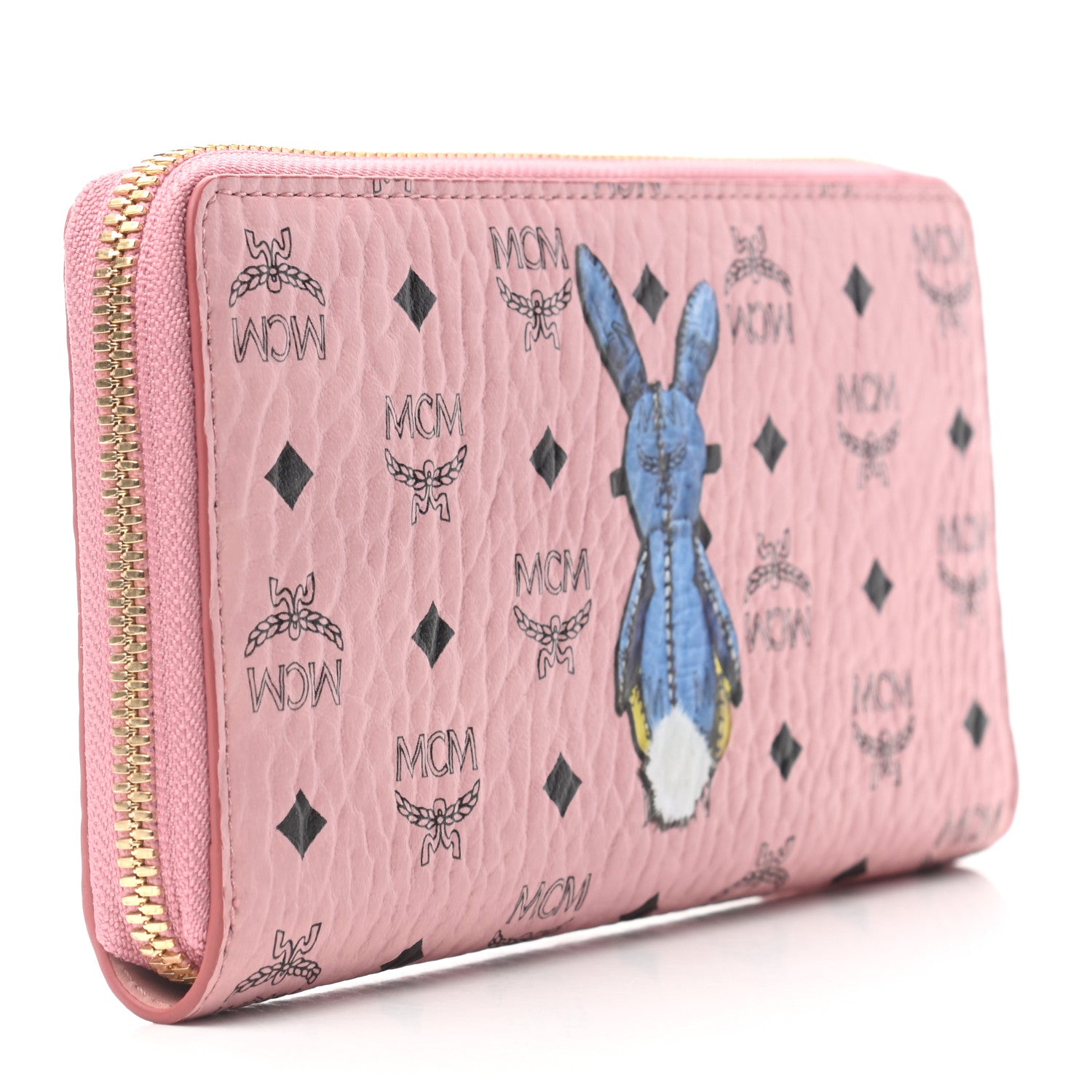 MCM Visetos Rabbit Zip Around Large Wallet Pink 3 of 7