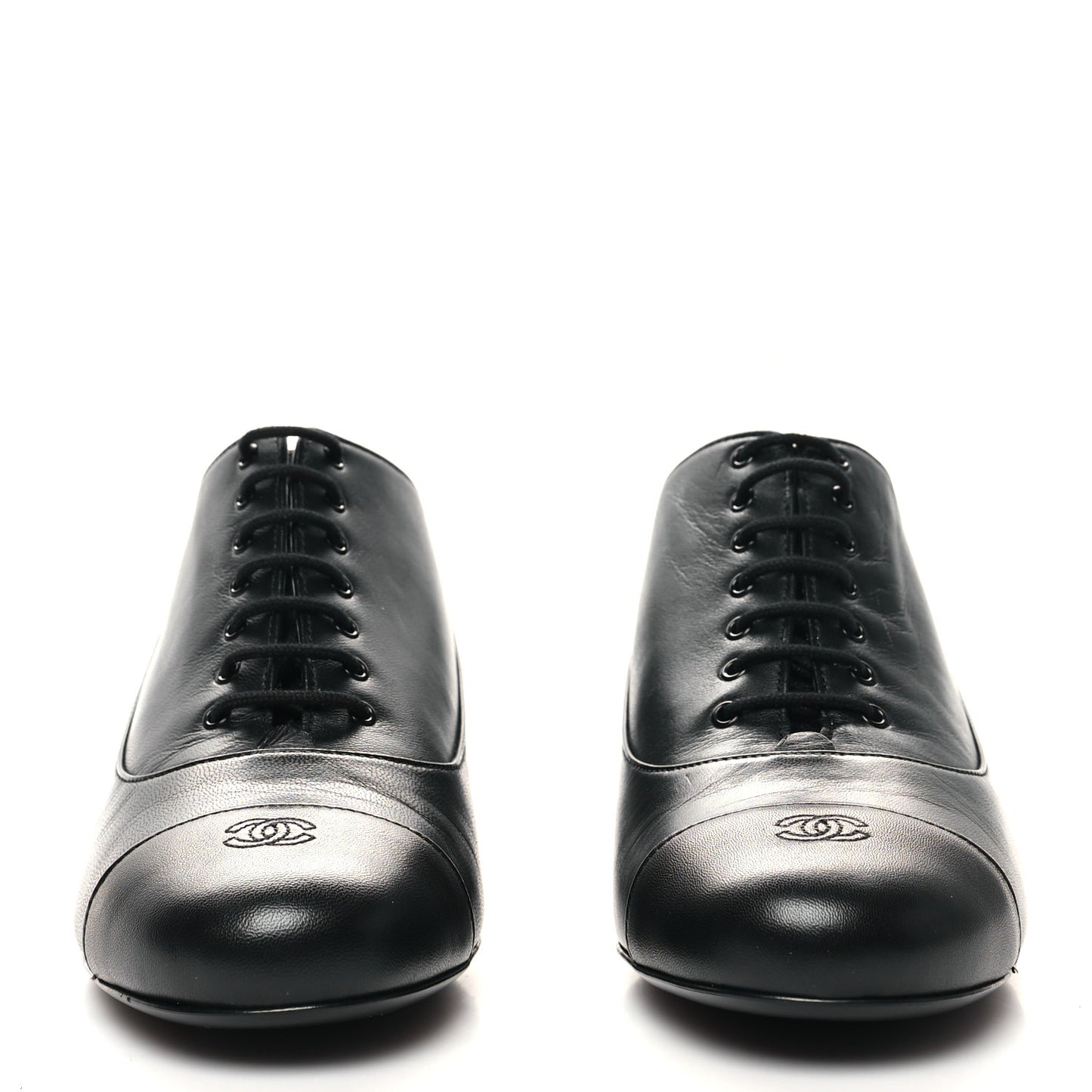Lambskin CC Lace Up Oxfords 37.5 Black
