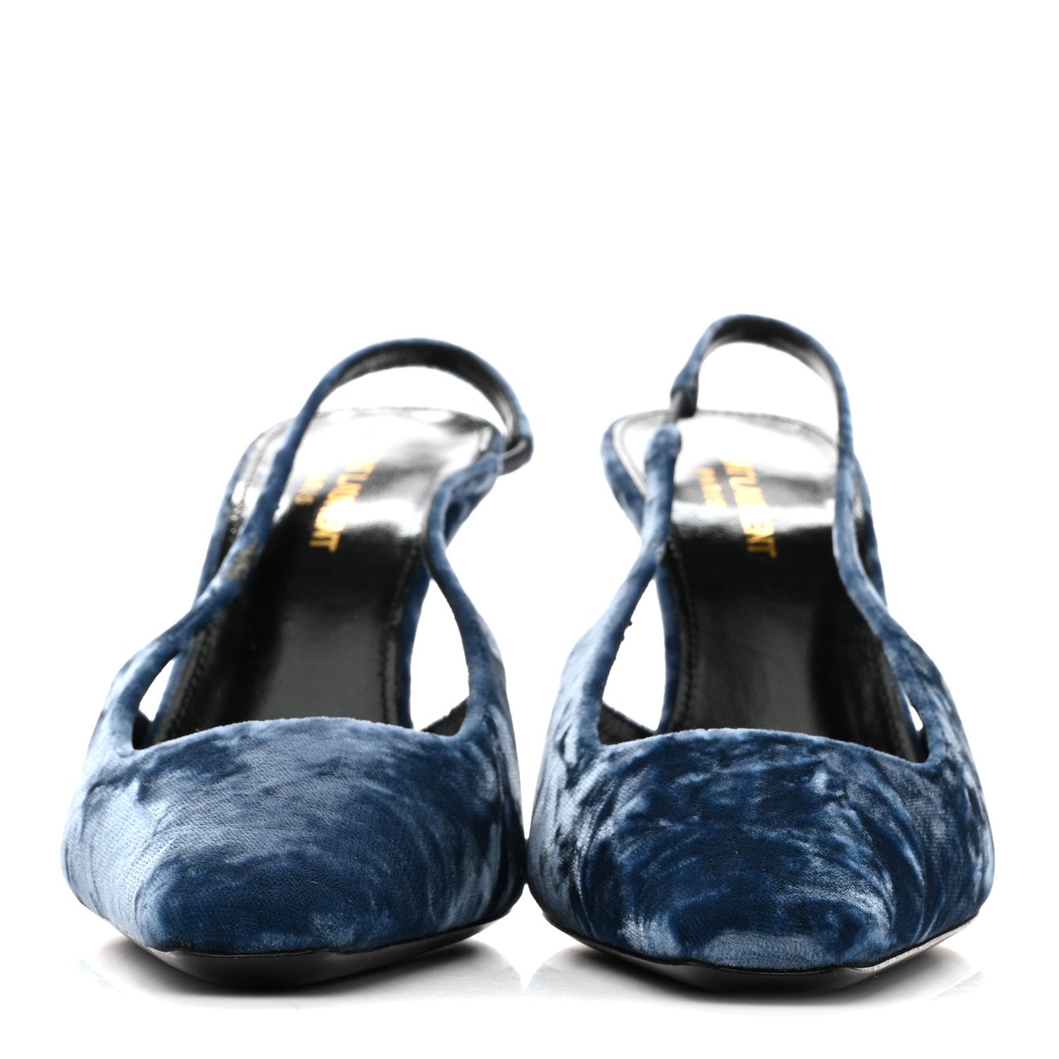 Saint Laurent Velvet Tom 90 Dream Slingback Pumps 37.5 Denim 3 of 11
