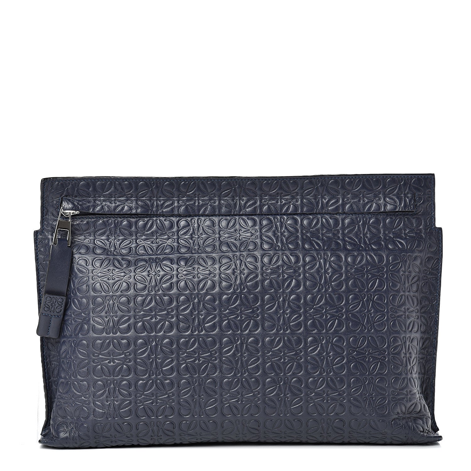 Loewe Calfskin Embossed Repeat T Pouch Navy 1 of 9