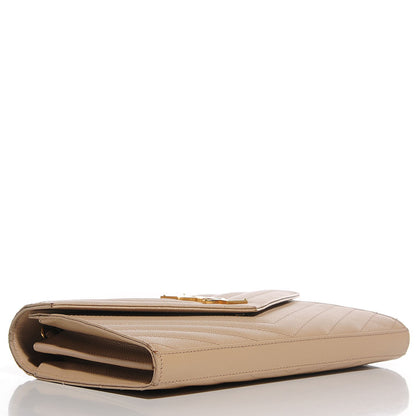 Saint Laurent Grain De Poudre Matelasse Chevron Monogram Chain Wallet Powder 4 of 8