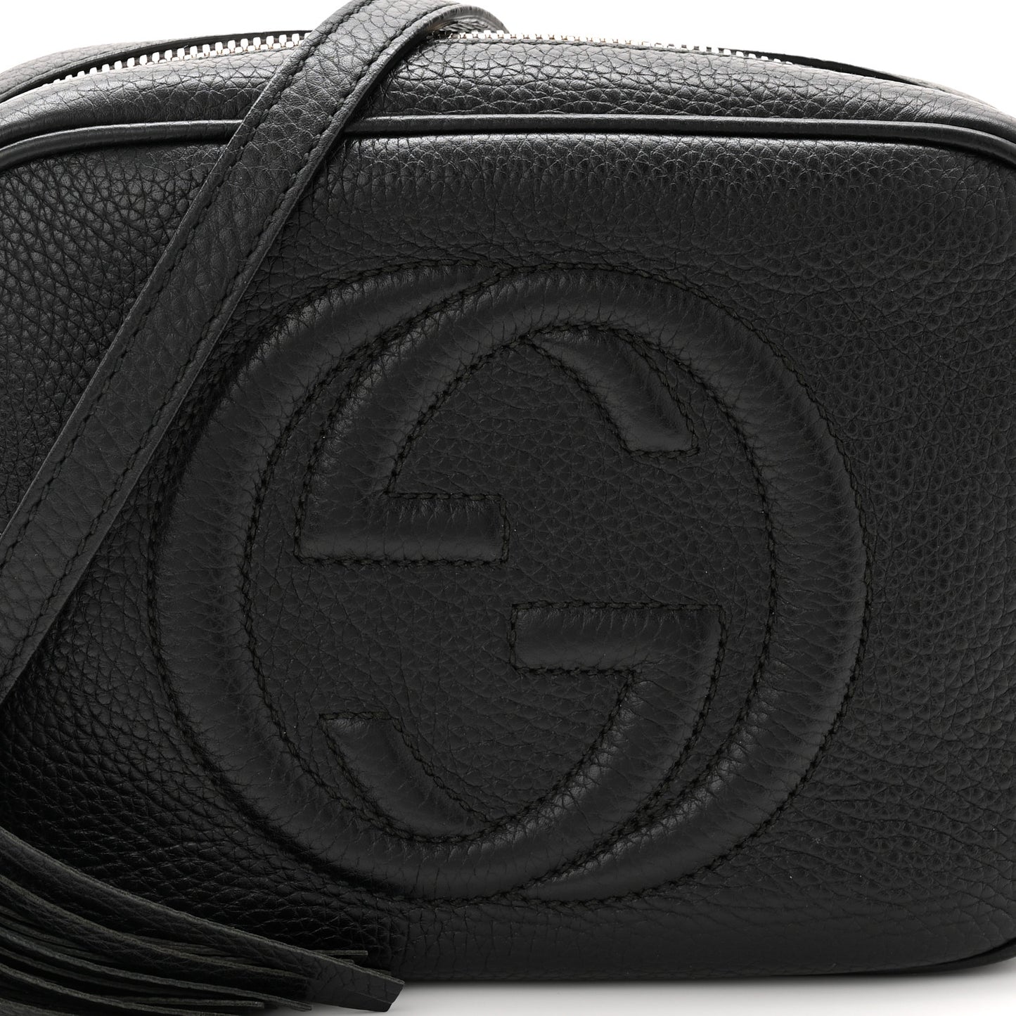 Pebbled Calfskin Small Soho Disco Bag Black