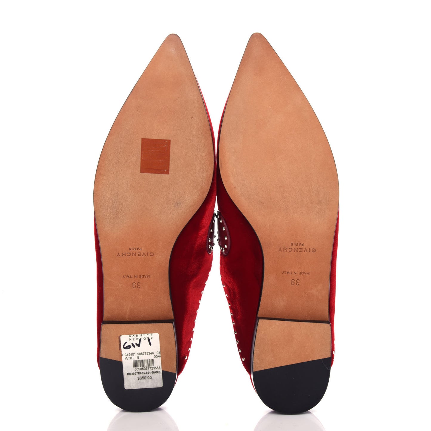 Velvet Studded Elegant Loafer Mule 39 Rouge Fonce