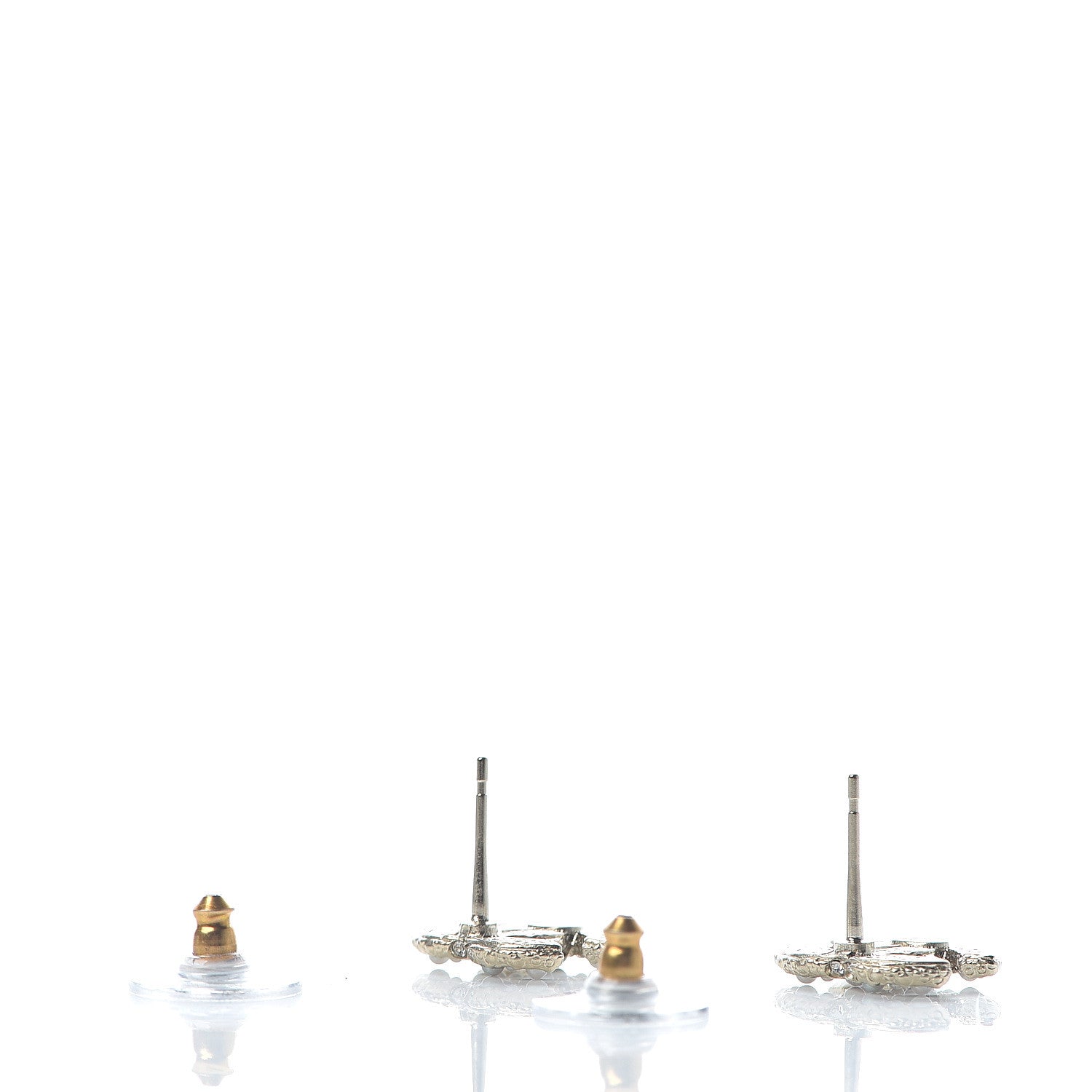 Chanel Metal Graduated Pearl Crystal CC Earrings Light Gold 3 of 5