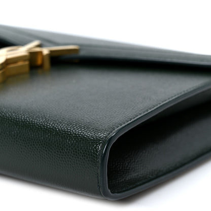 Saint Laurent Grain De Poudre Monogram Cassandra Chain Wallet Dark Green 10 of 10
