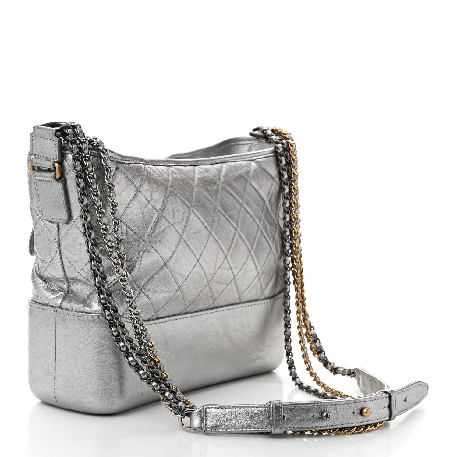 Chanel Metallic Aged Calfskin Quilted Medium Gabrielle Silver 3 of 12