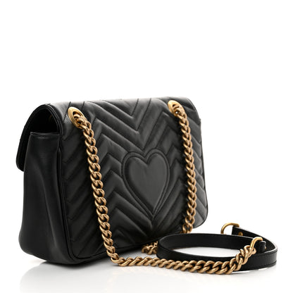 Gucci Calfskin Matelasse Small GG Marmont Shoulder Bag Black 3 of 10