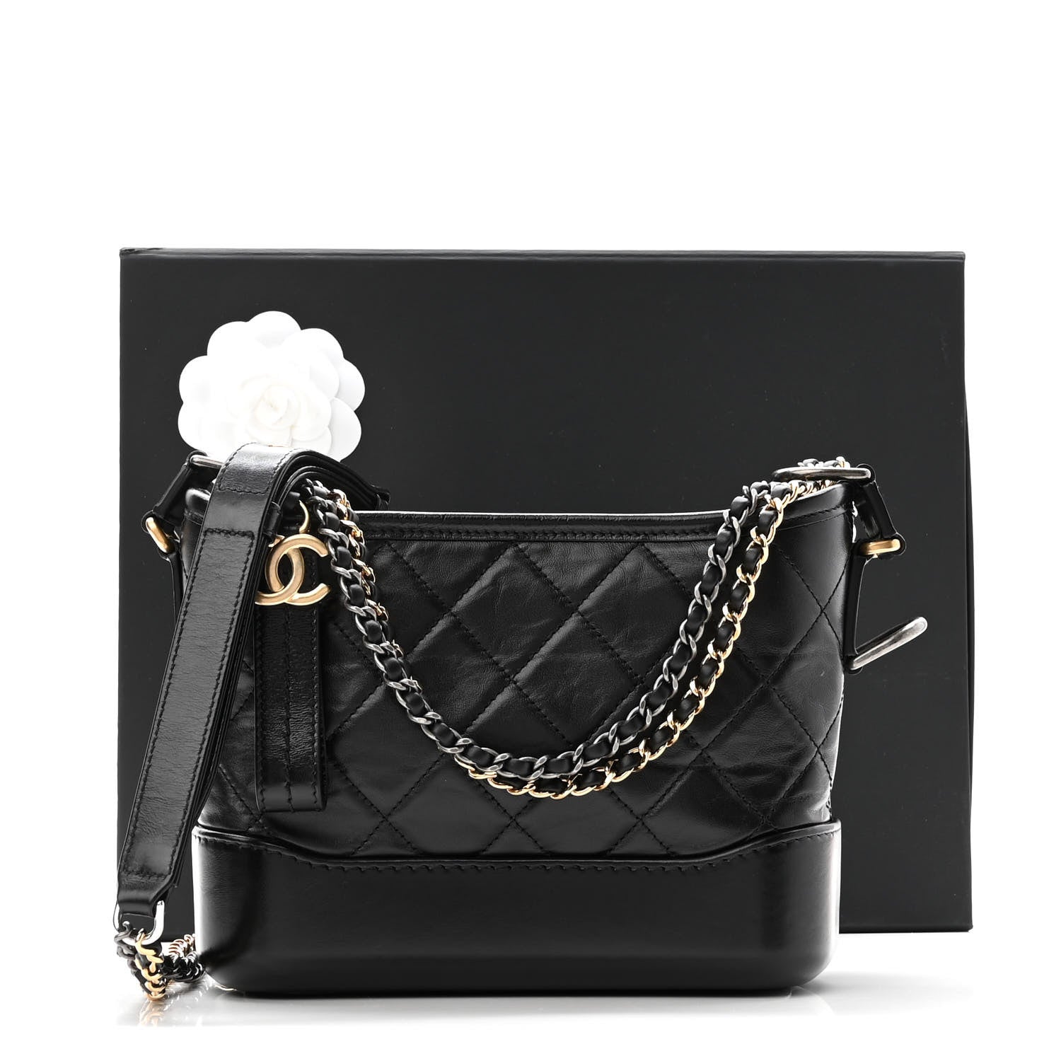 Chanel Aged Calfskin Quilted Small Gabrielle Hobo Black 11 of 11