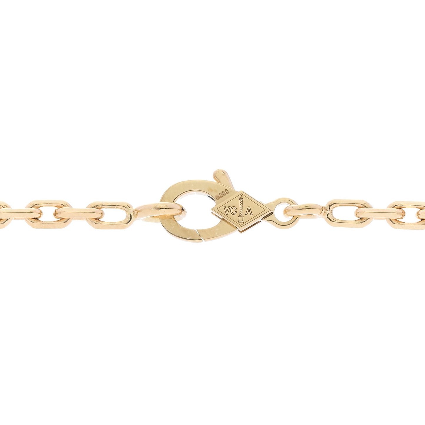 18K Yellow Gold Blue Agate 20 Motifs Vintage Alhambra Necklace