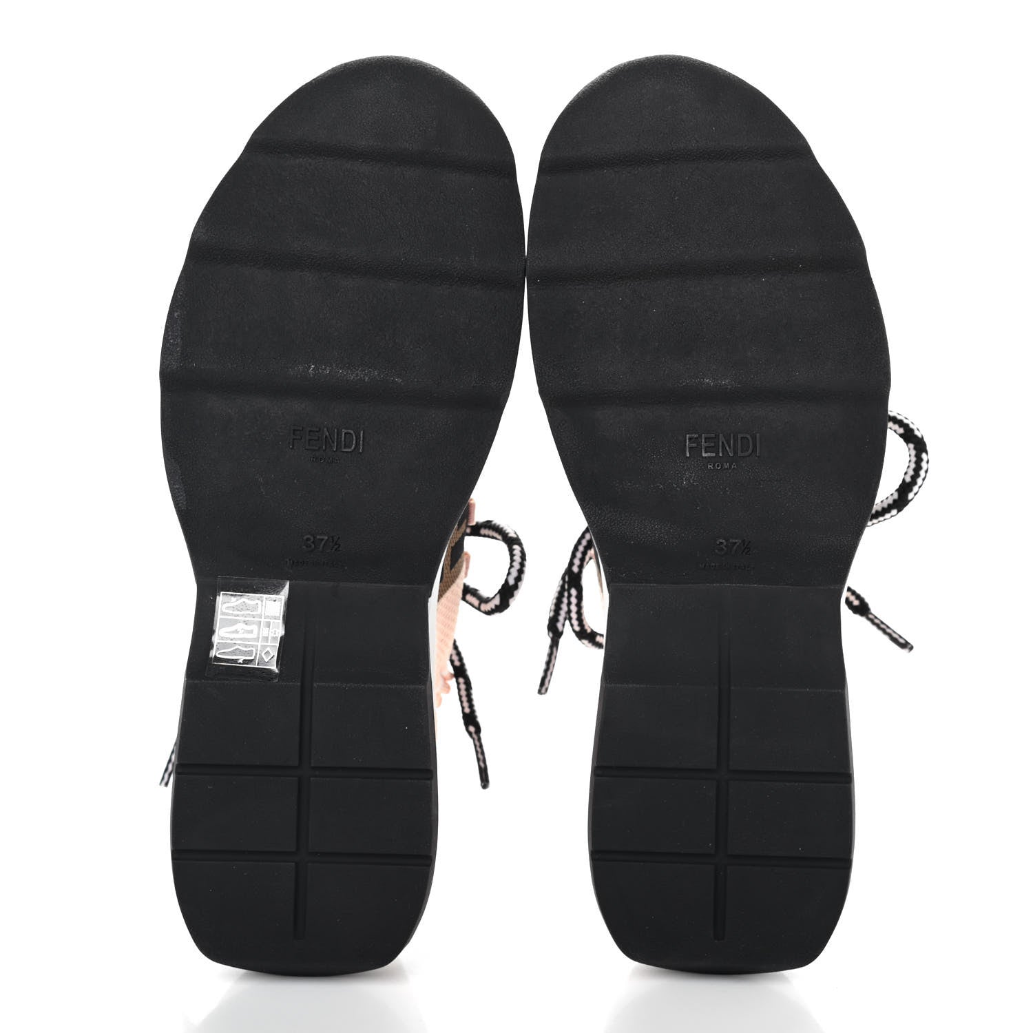 Fendi Stretch Knit Jacquard FF Lace-Up Sock Sneakers 37.5 Pink 4 of 4
