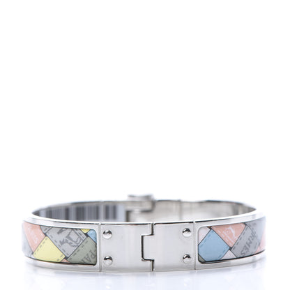 Hermes Enamel Printed Narrow Bolduc Au Carre Hinged Bracelet S Romantique 3 of 5
