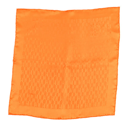 Hermes Silk Faconnee Grand H Pocket Square Scarf 45 Orange Vif 1 of 3