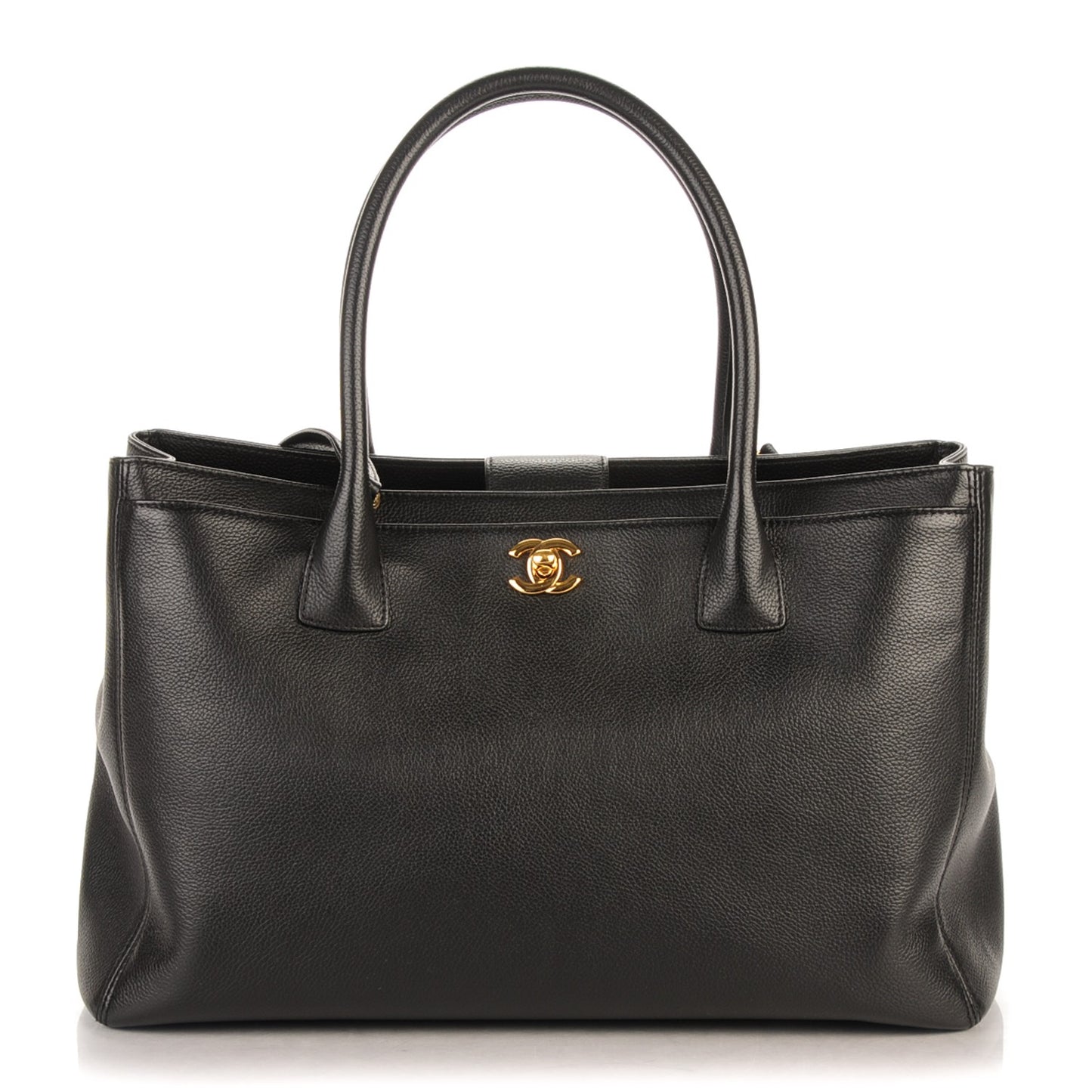 Calfskin Cerf Executive Shopper Tote Black