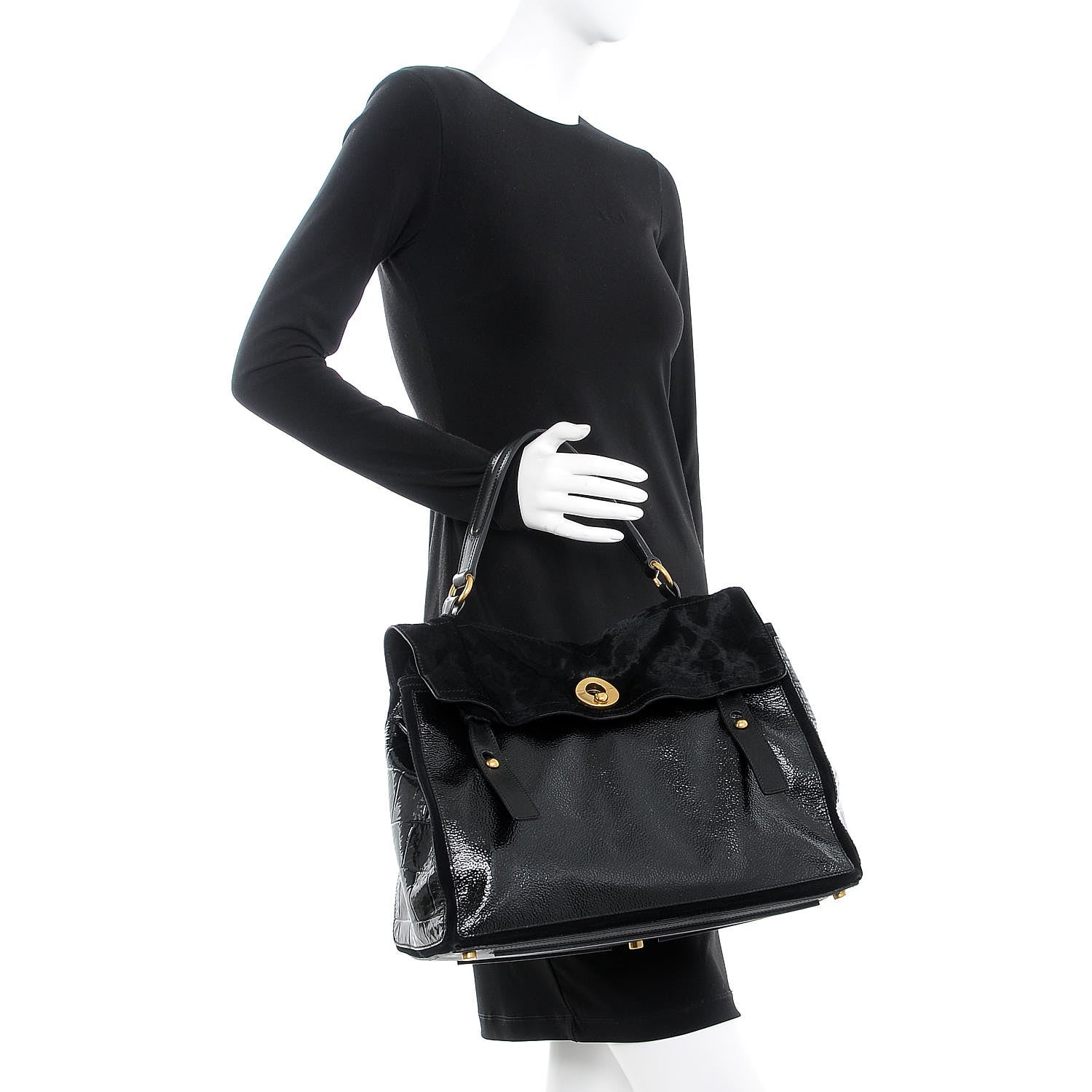 Saint Laurent Pony Hair Patent Large Muse Two Black 2 of 8