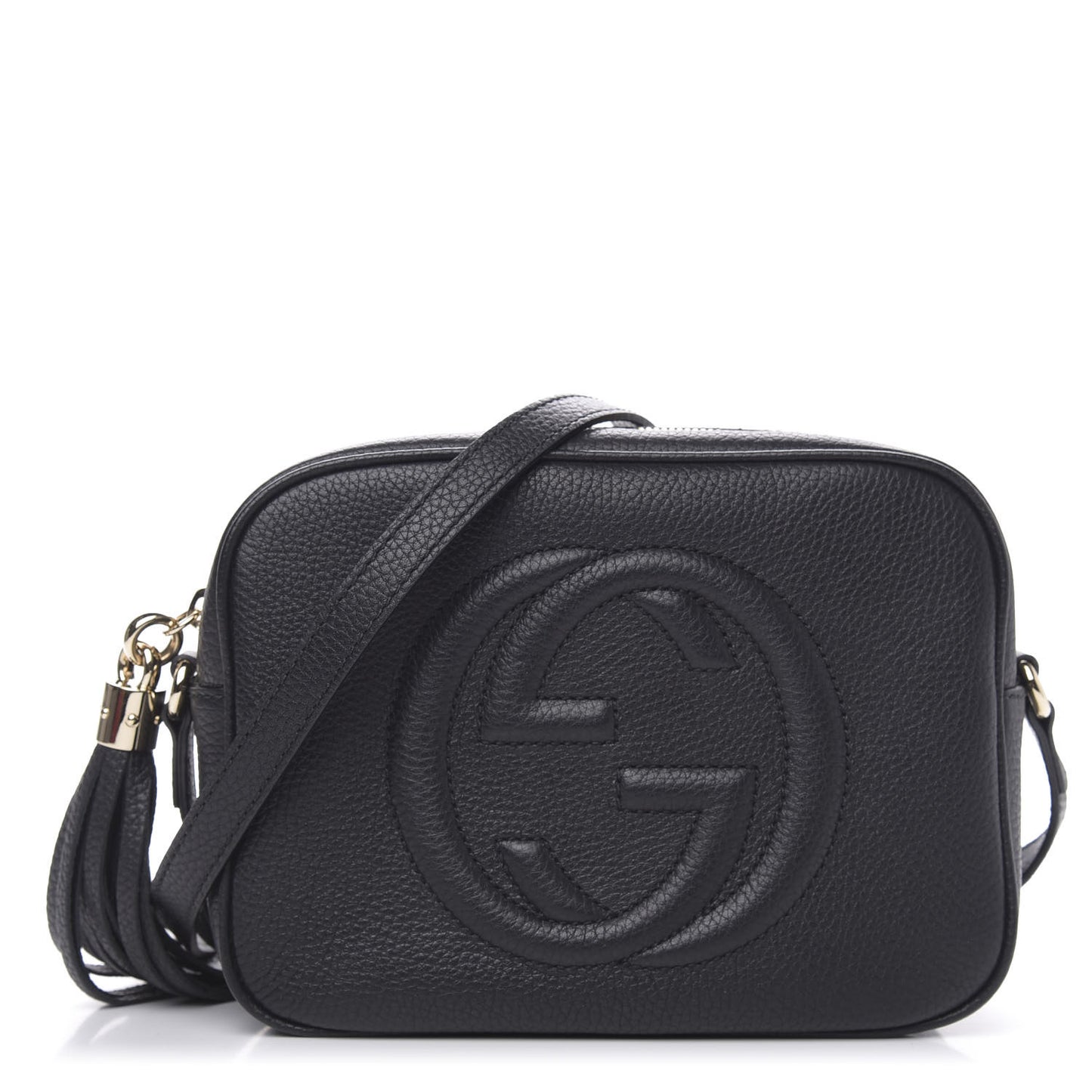 Pebbled Calfskin Small Soho Disco Bag Black