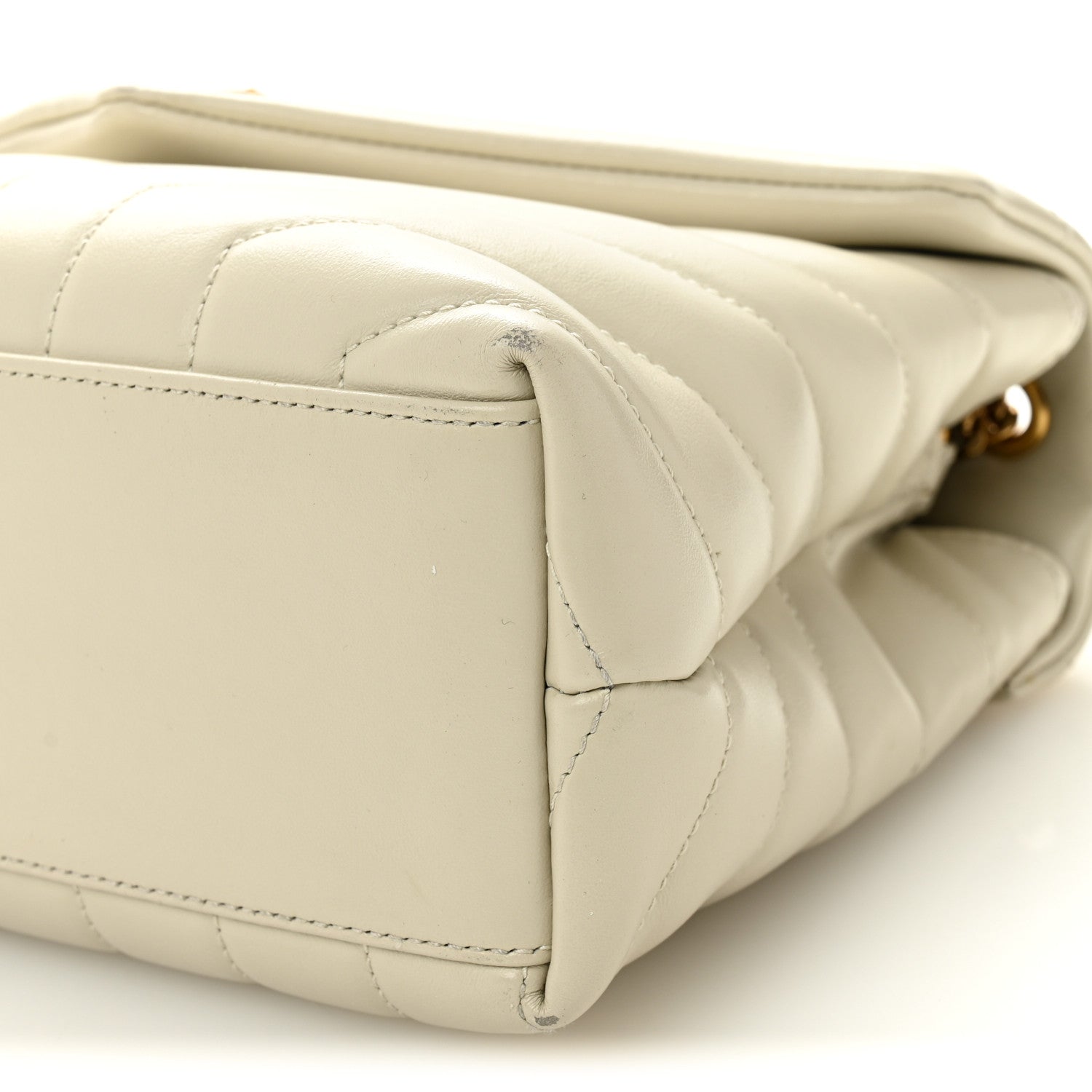 Saint Laurent Calfskin Y Quilted Monogram Small Loulou Chain Satchel Blanc Vintage 10 of 12