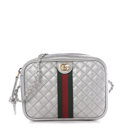Gucci Laminated Nappa Web Trapuntata Mini GG Shoulder Bag Argento 1 of 10