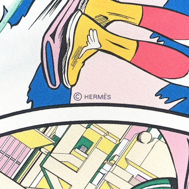 Hermes Silk Le Premier Chant Wow ! Muffler Rose White Multicolor 2 of 4