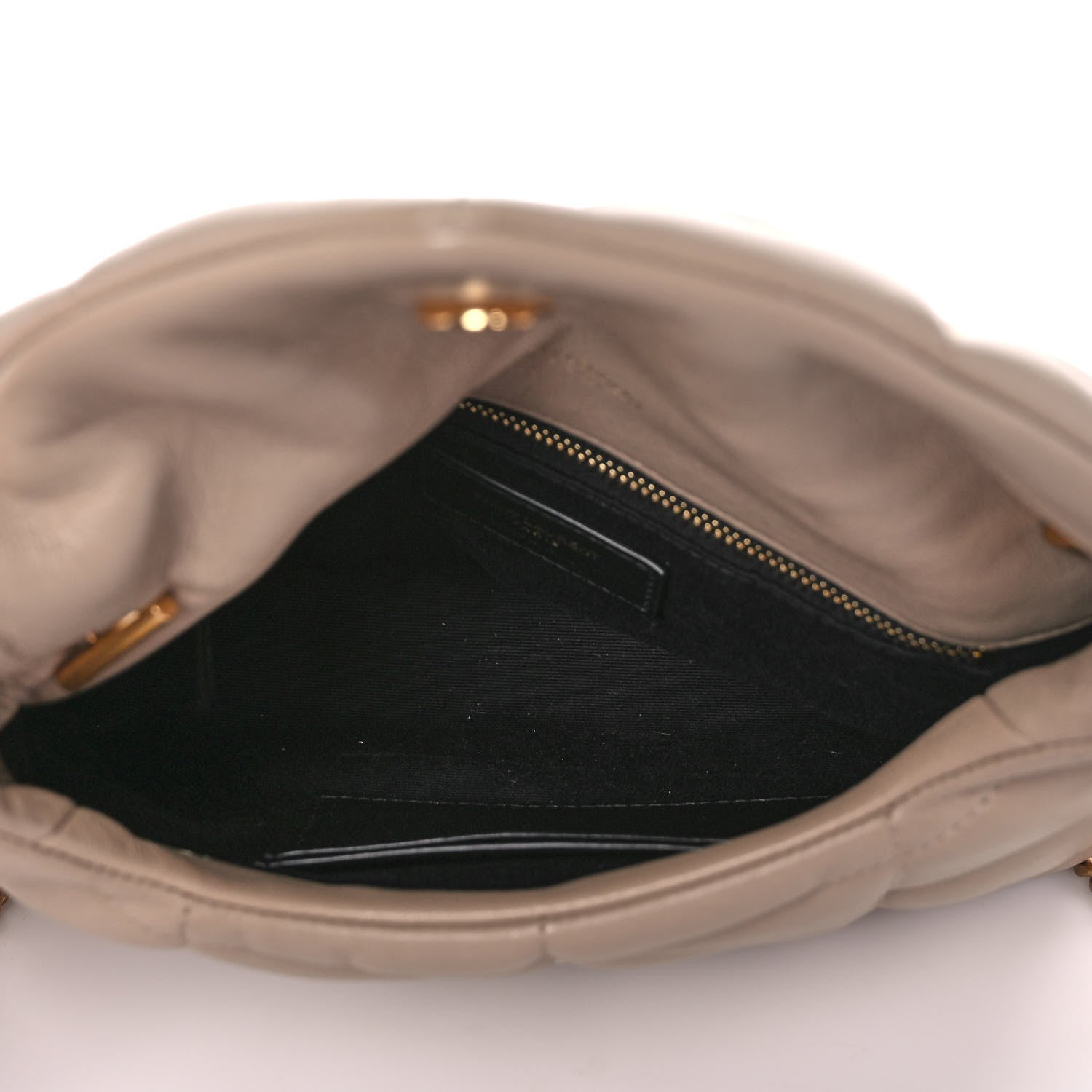Saint Laurent Lambskin Quilted Toy Loulou Puffer Monogram Chain Satchel Dark Beige 5 of 10