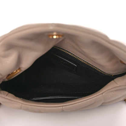Saint Laurent Lambskin Quilted Toy Loulou Puffer Monogram Chain Satchel Dark Beige 5 of 10