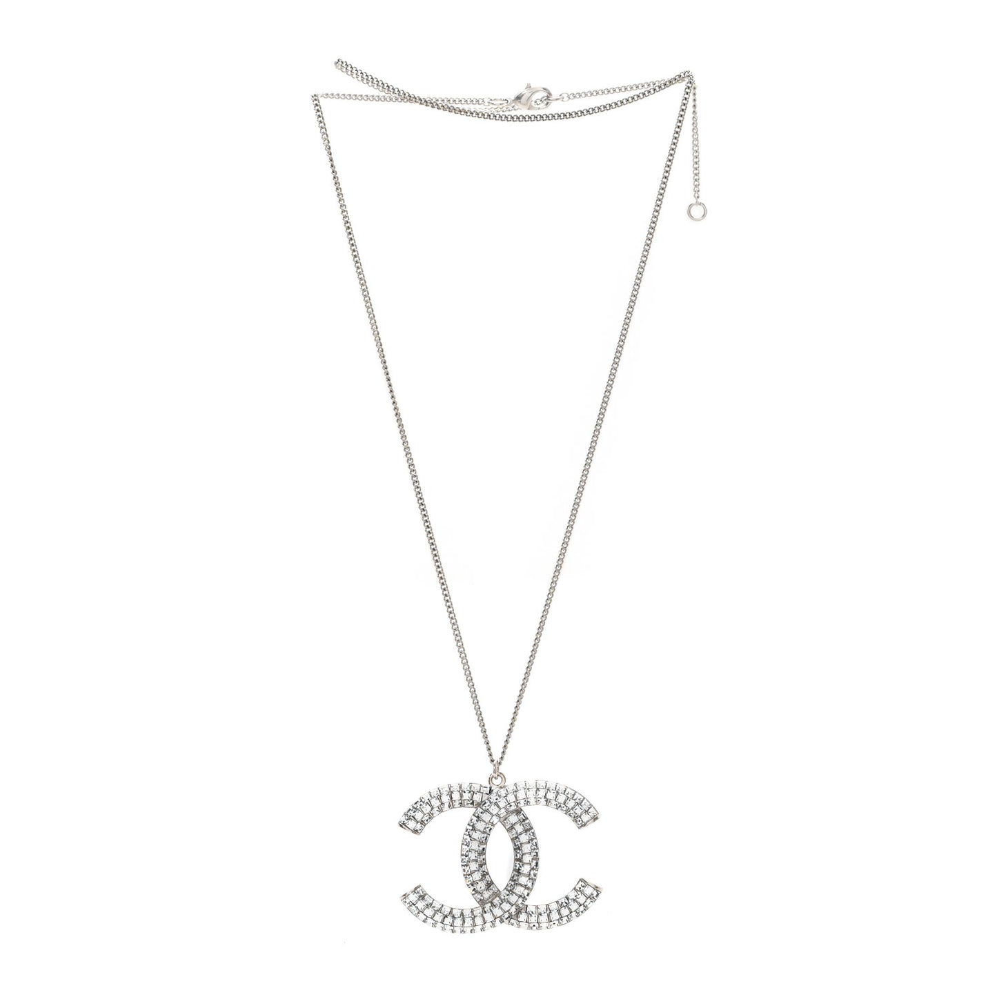 Baguette Crystal CC Necklace Silver