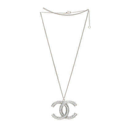 Chanel Baguette Crystal CC Necklace Silver 3 of 4