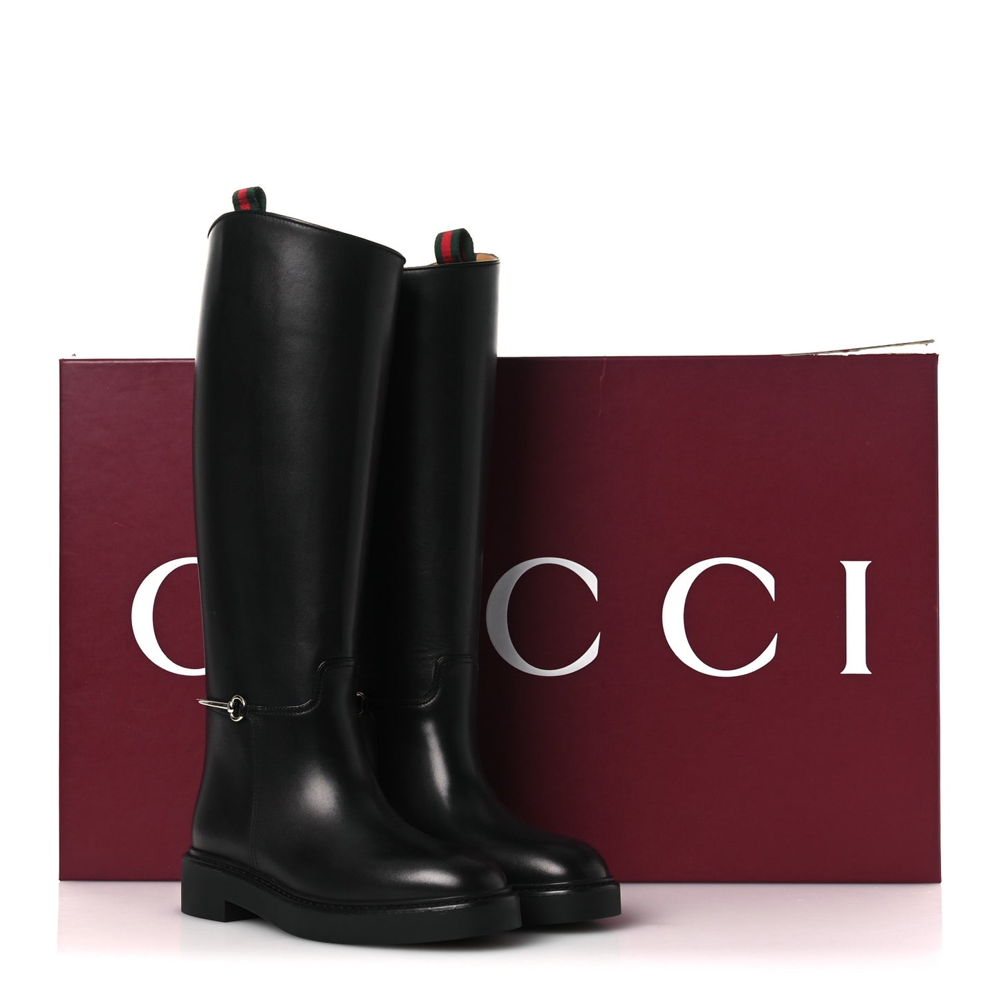 Shiny Calfskin Michelangelo Slim Horsebit Riding Boots 36 Black